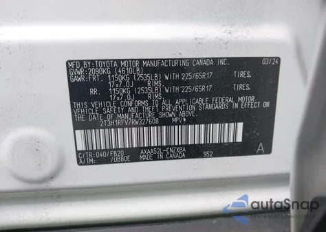 2024 Toyota Rav4 Le from USA, damaged, VIN 2T3H1RFV7RW327608